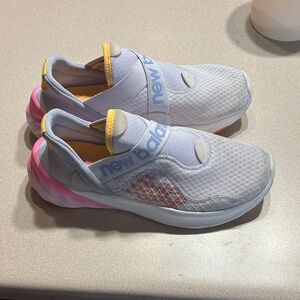New Balance White and Pink Mesh Slip-Ons